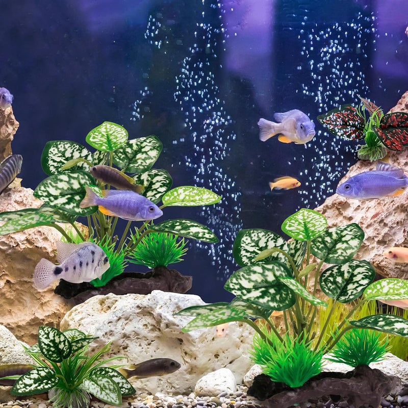 Moonorange Reptile Artificial Plants, Terrarium Plants Decorations Supplies, Aquarium Fish Tank Plant, Amphibian Habitat Hideout Tank Accessories(M Set-4pcs/B) - Image 5